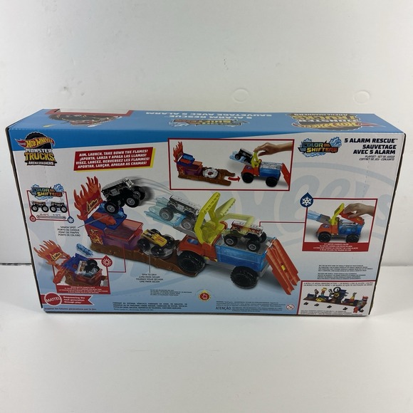Hot Wheels Monster Trucks Arena Smashers Color Shifters 5 Alarm Rescue - Picture 2 of 2